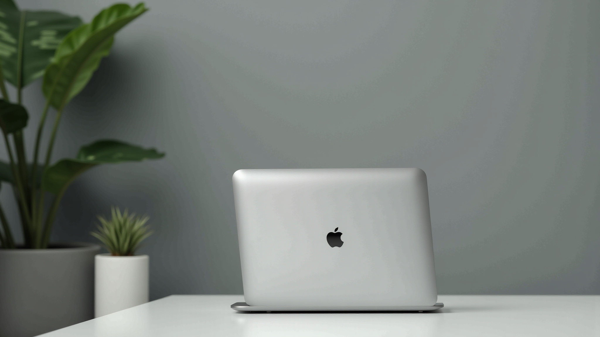 Clean workspace with laptop and plants - digital assessment